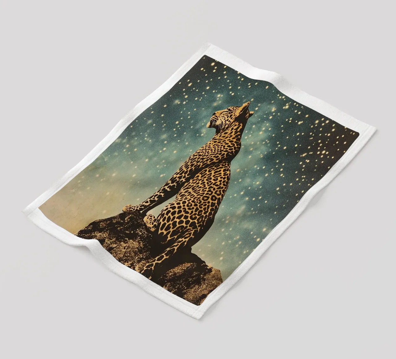 Leopard "Echo of the Wilderness" fleece blanket by Nikis Art Studio
