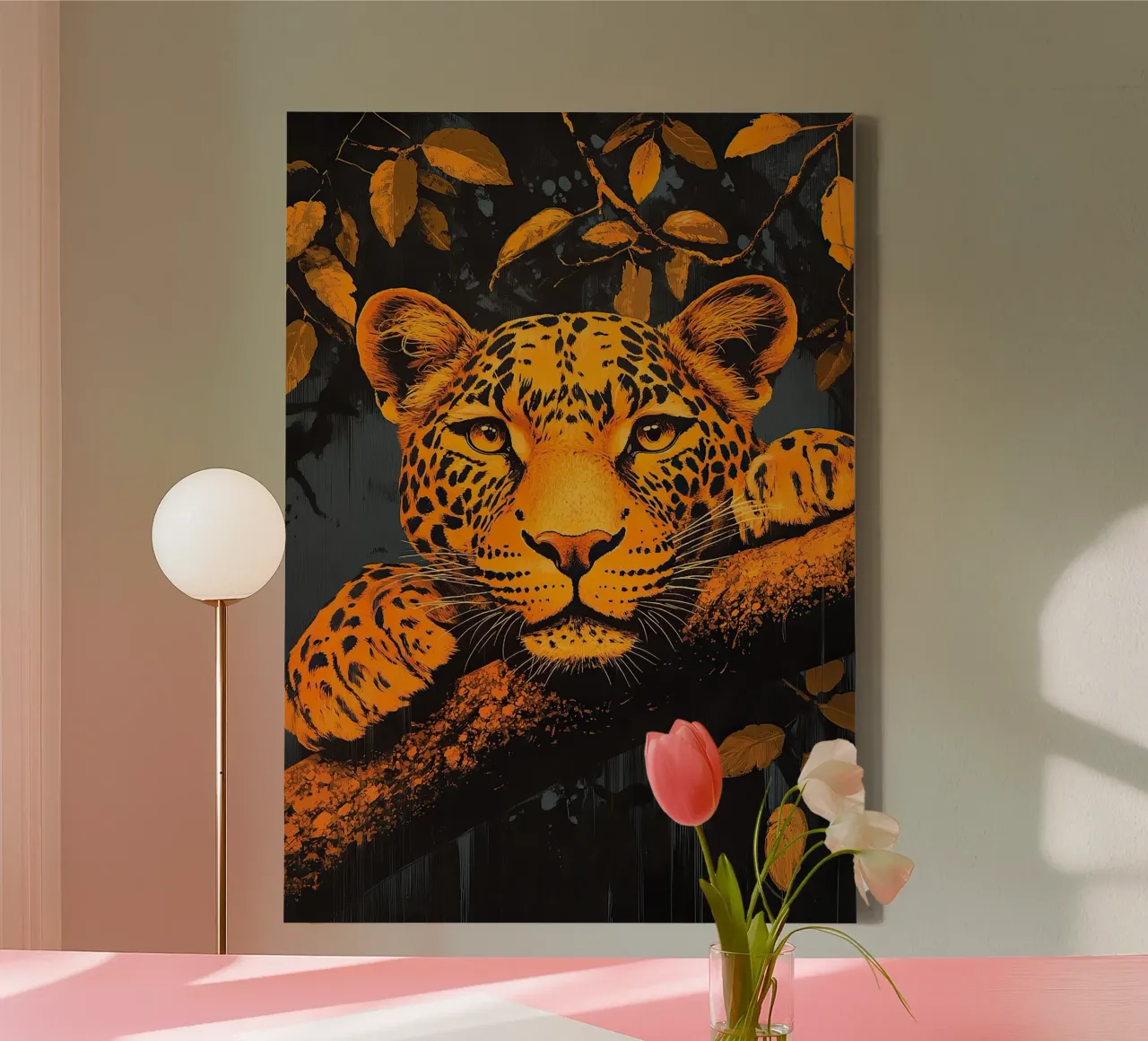 Leopard "The melody of the jungle" canvas with Floater frame by Nikis Art Studio