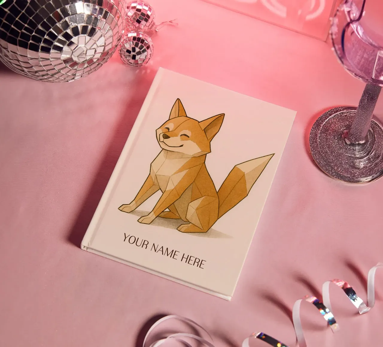 Origami Shiba Inu with Personalised First Name notebook by japanfox