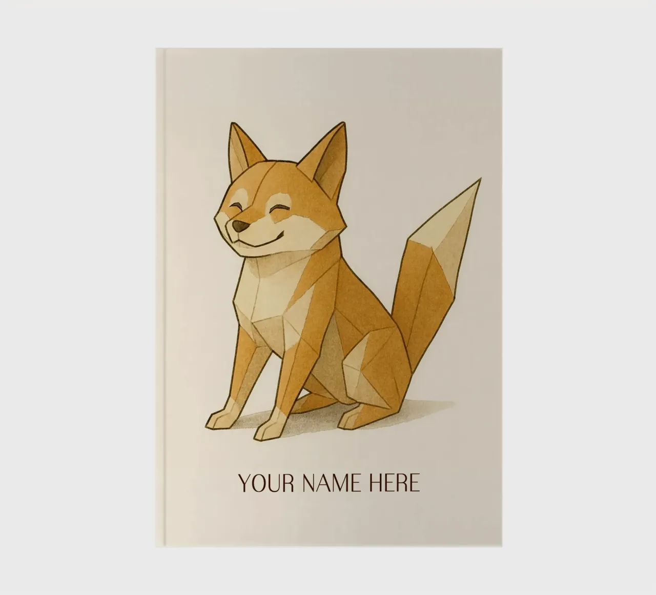 Origami Shiba Inu with Personalised First Name notebook by japanfox