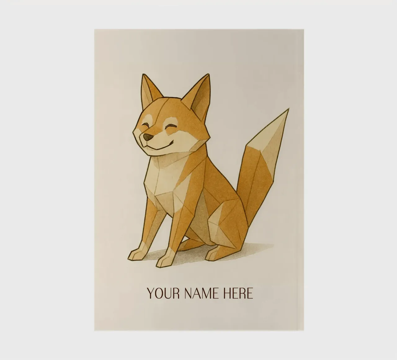 Origami Shiba Inu with Personalised First Name notebook by japanfox