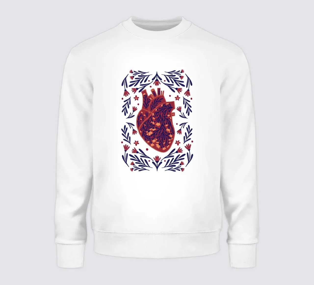 Cuore anatomico floreale - marrone e indaco felpa da Wackapacka