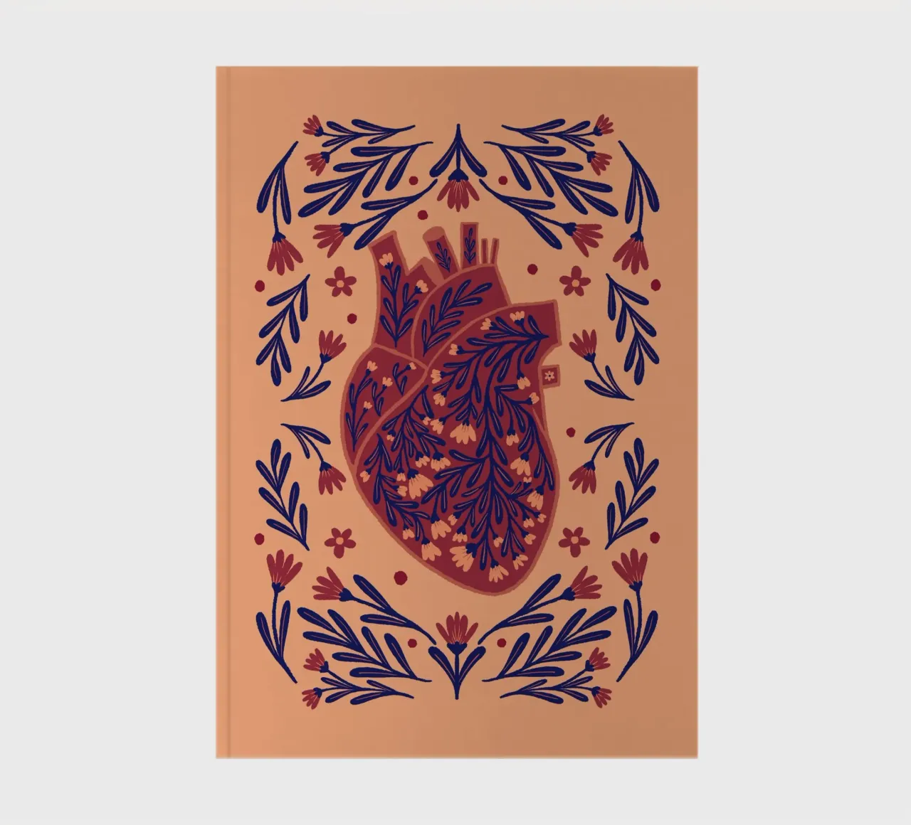 Cuore anatomico floreale - marrone e indaco diario da Wackapacka