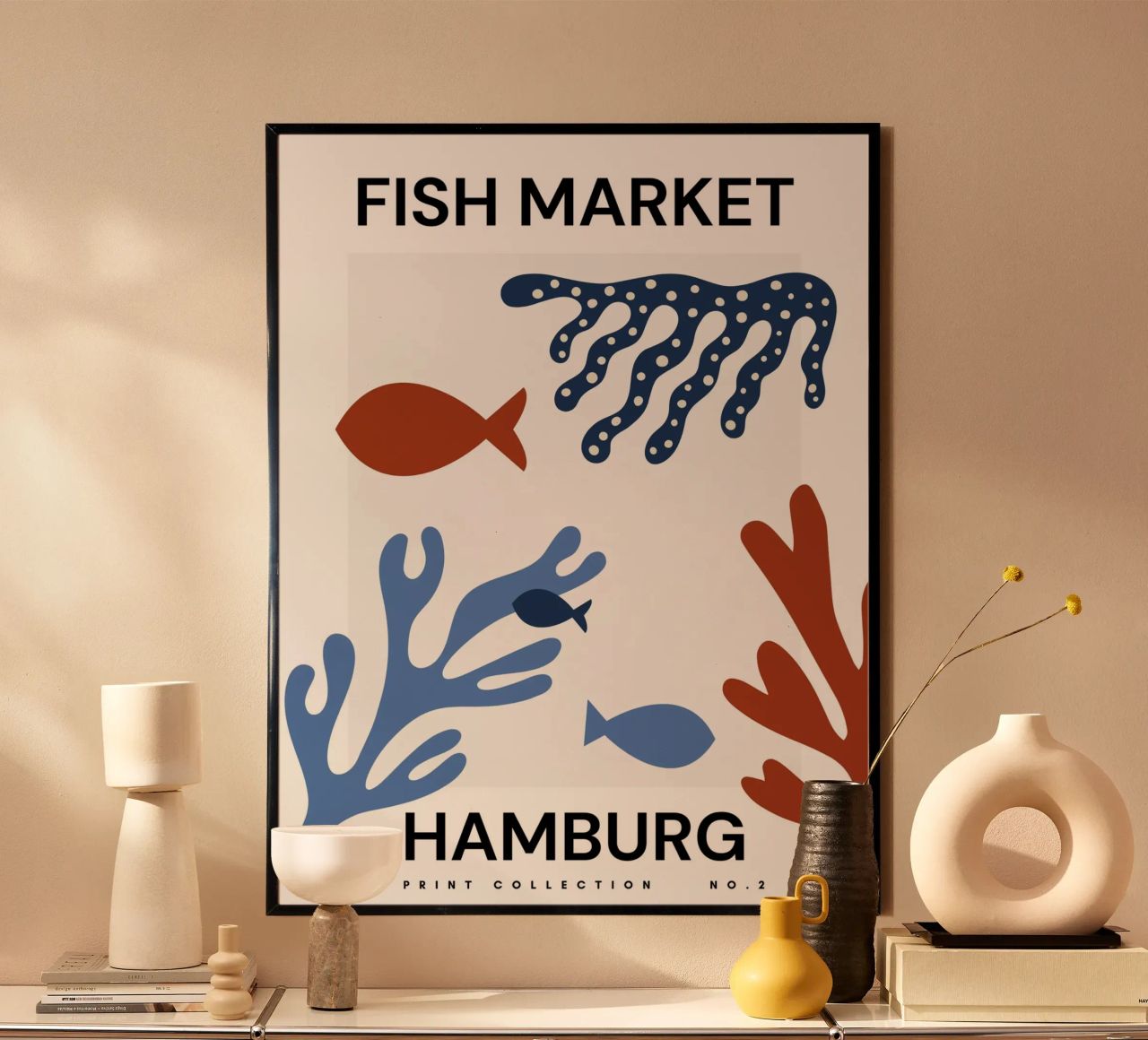 Fischmarkt Hamburg City Art - Maritime Korallen & Meerestiere Poster von Studio Remiér