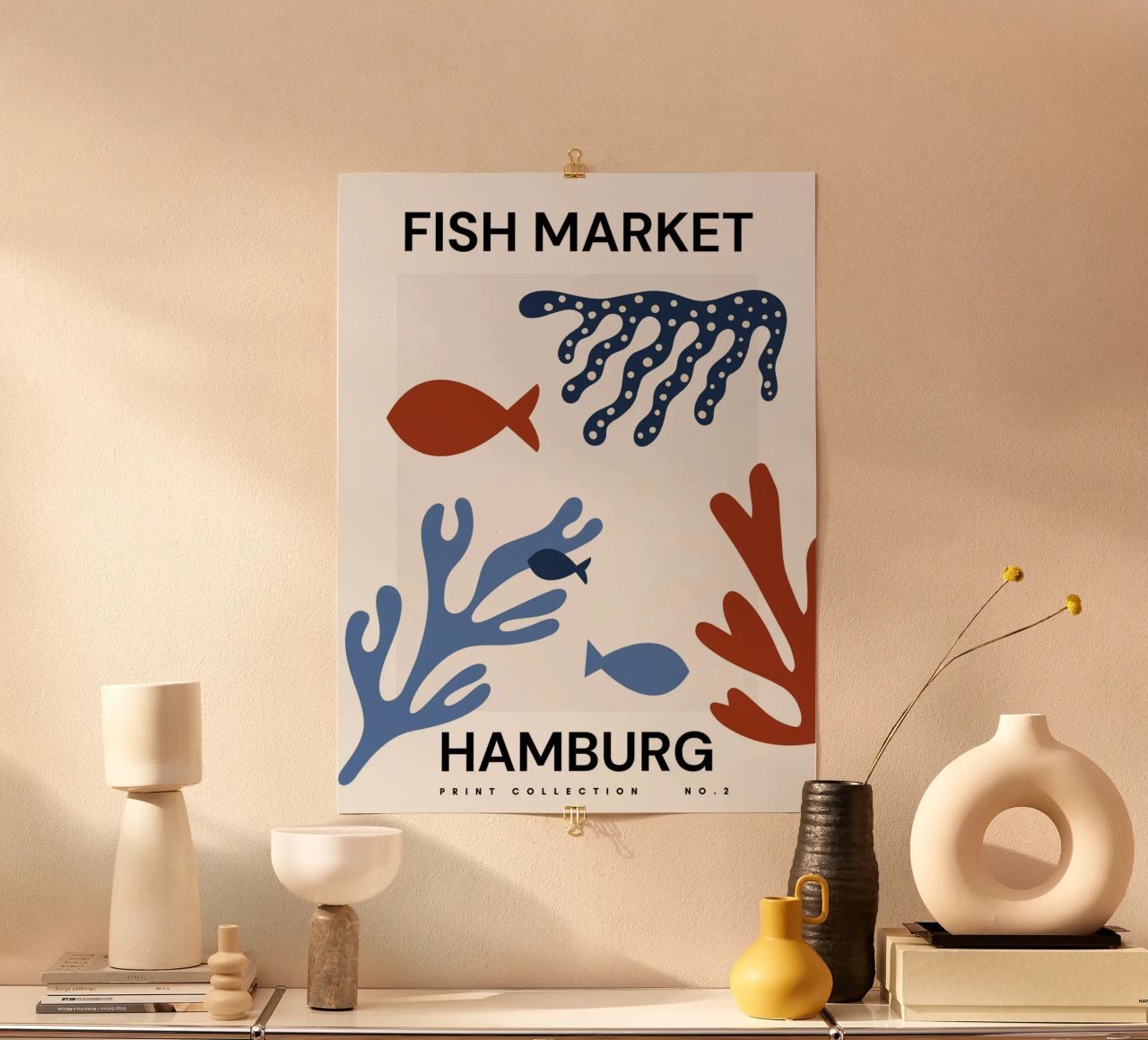 Fischmarkt Hamburg City Art - Maritime Korallen & Meerestiere Poster von Studio Remiér