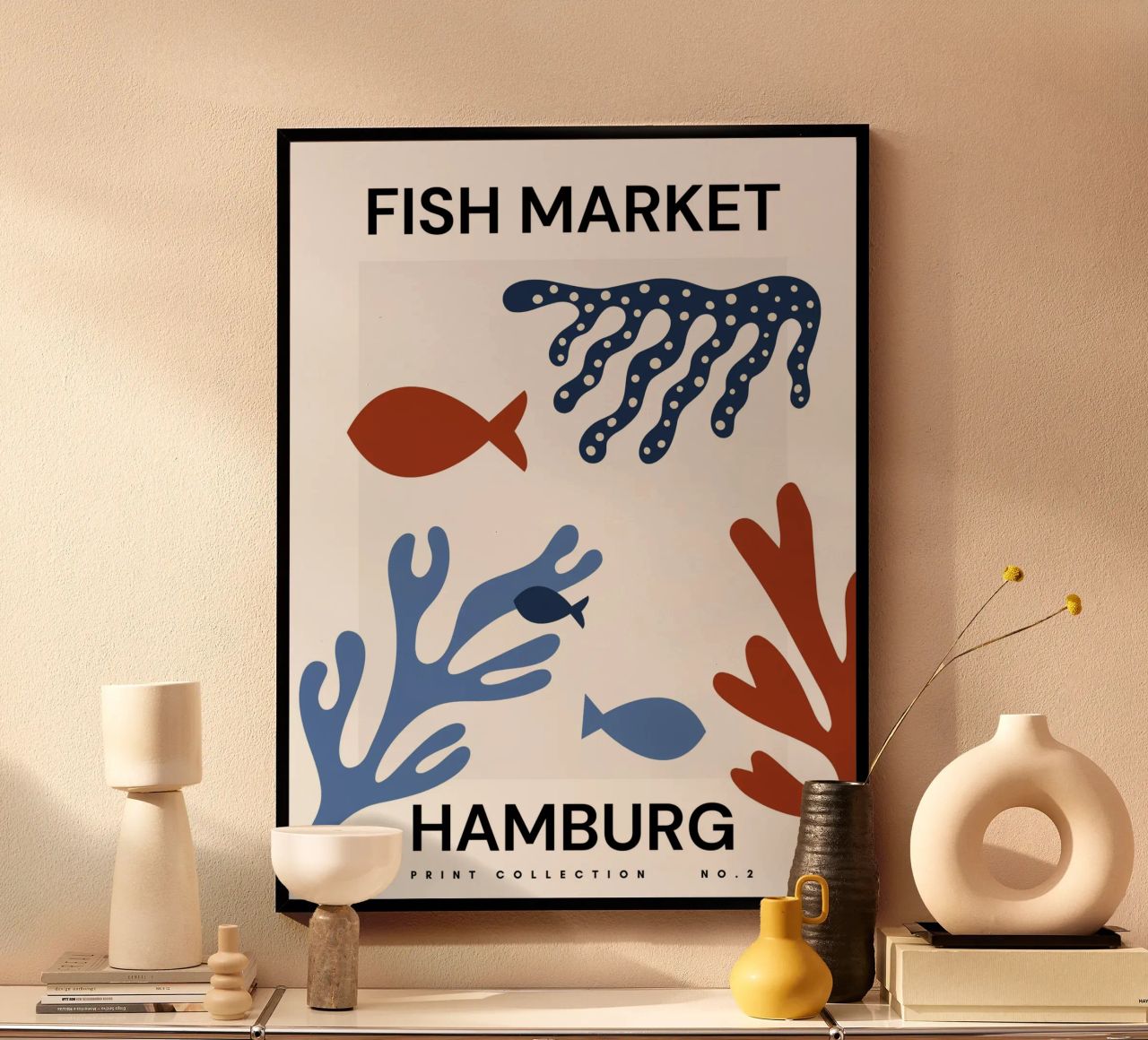 Fischmarkt Hamburg City Art - Maritime Korallen & Meerestiere Poster von Studio Remiér
