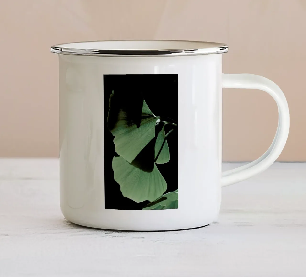 Ginkgo 03 Emaille Tasse von Froilein Juno