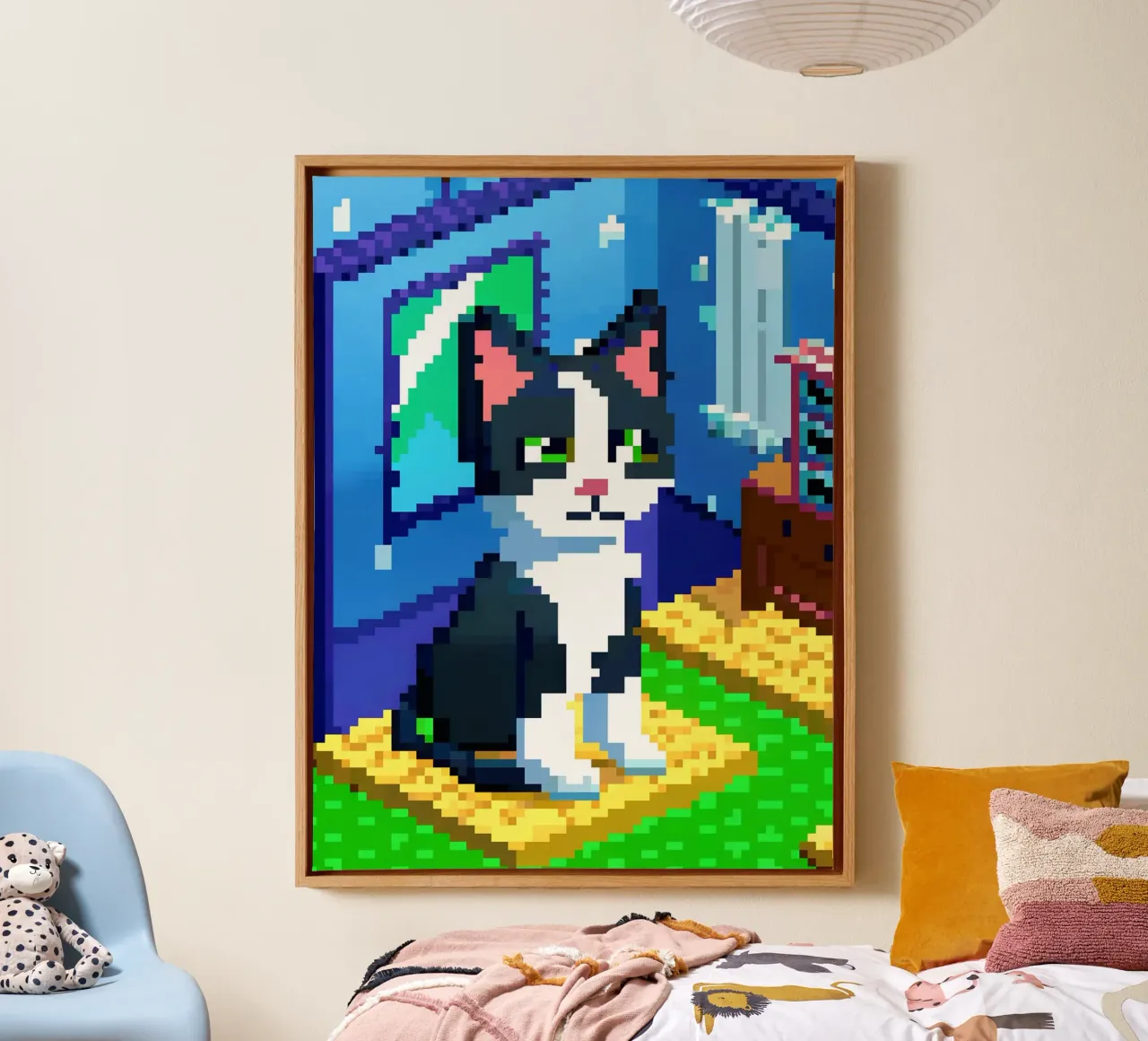 Gatto bianco e nero tela con Cornice a cassetta da DOG AND CAT