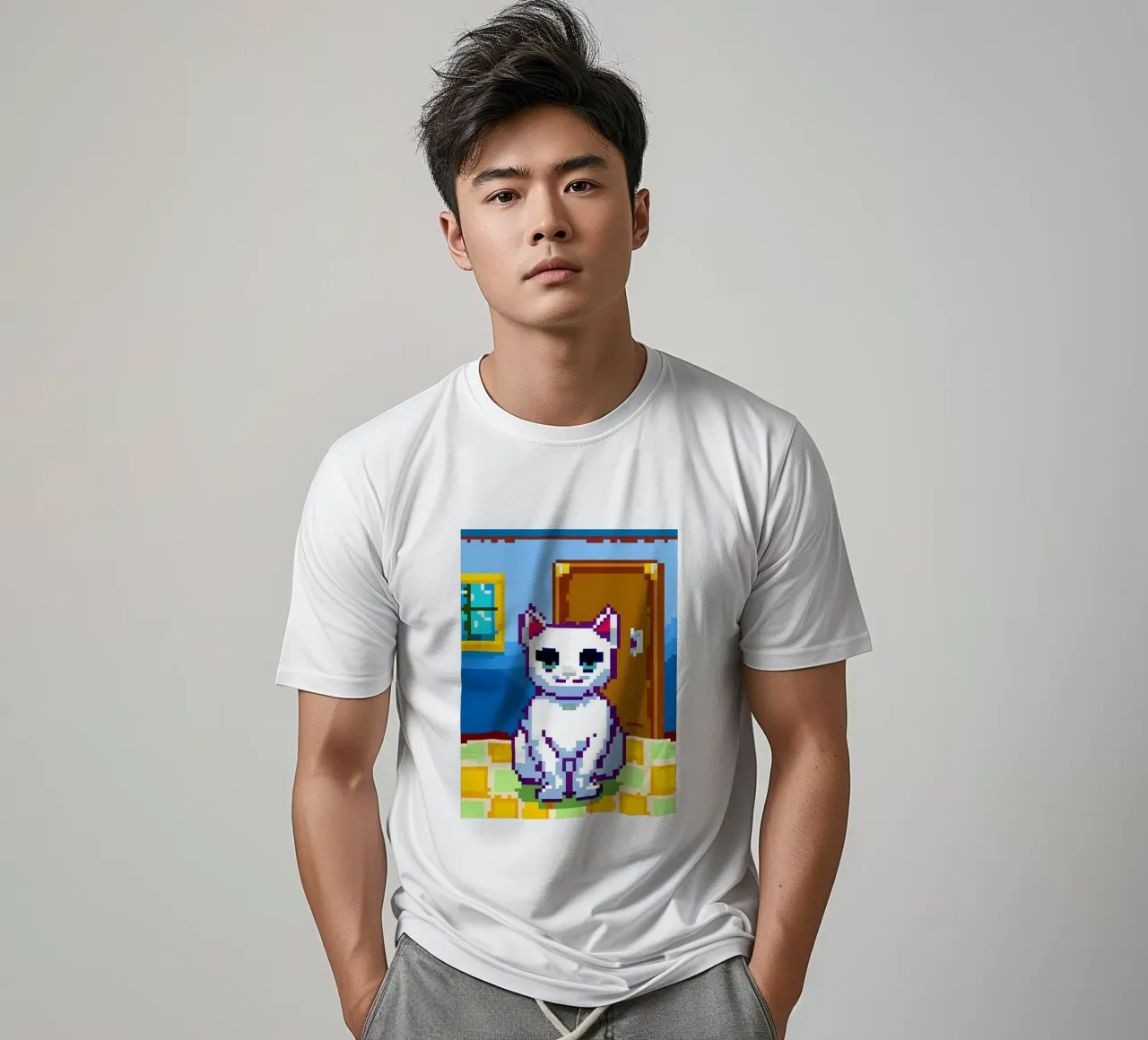 Gatto bianco carino t-shirt da DOG AND CAT