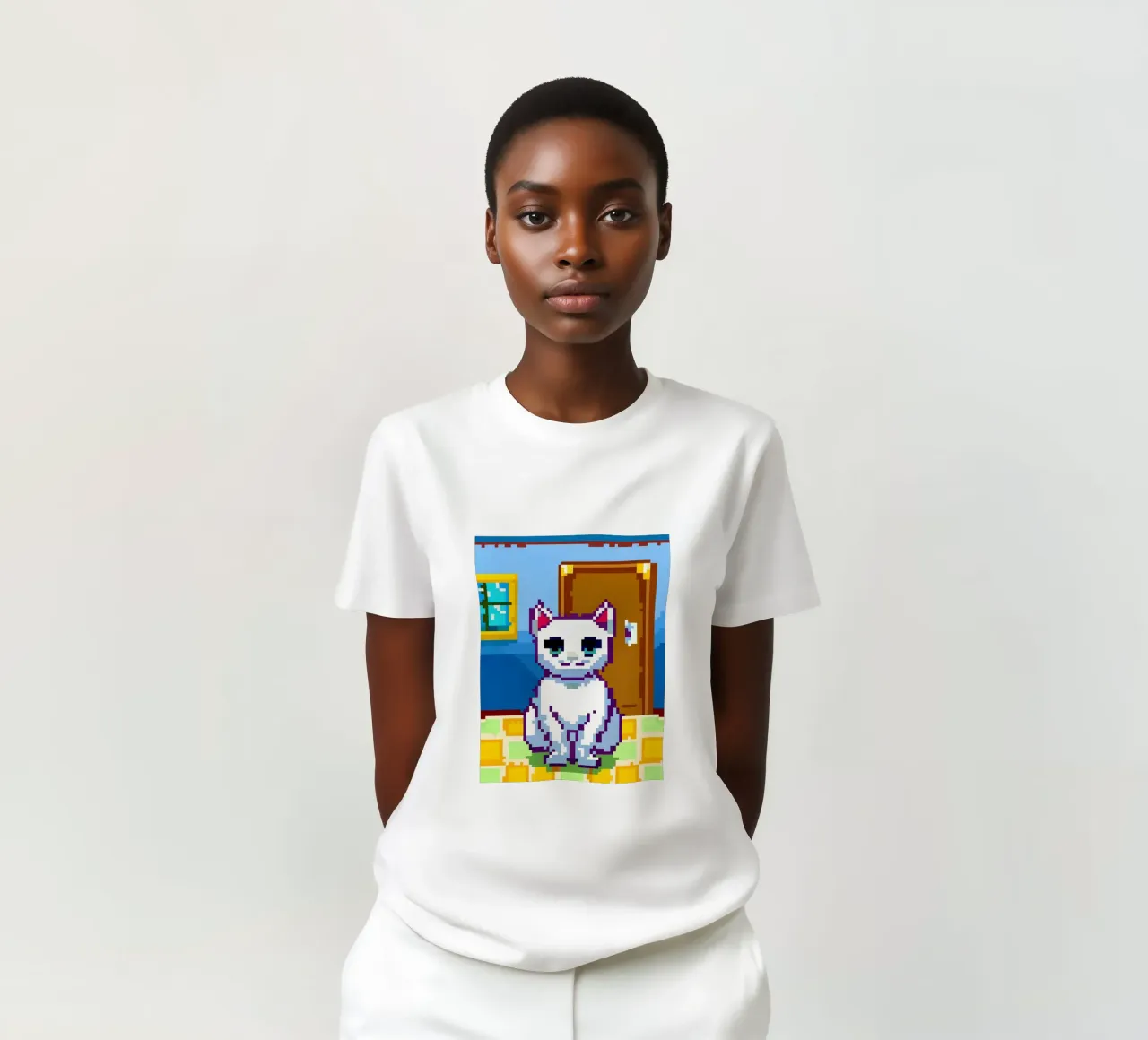 Gatto bianco carino t-shirt da DOG AND CAT