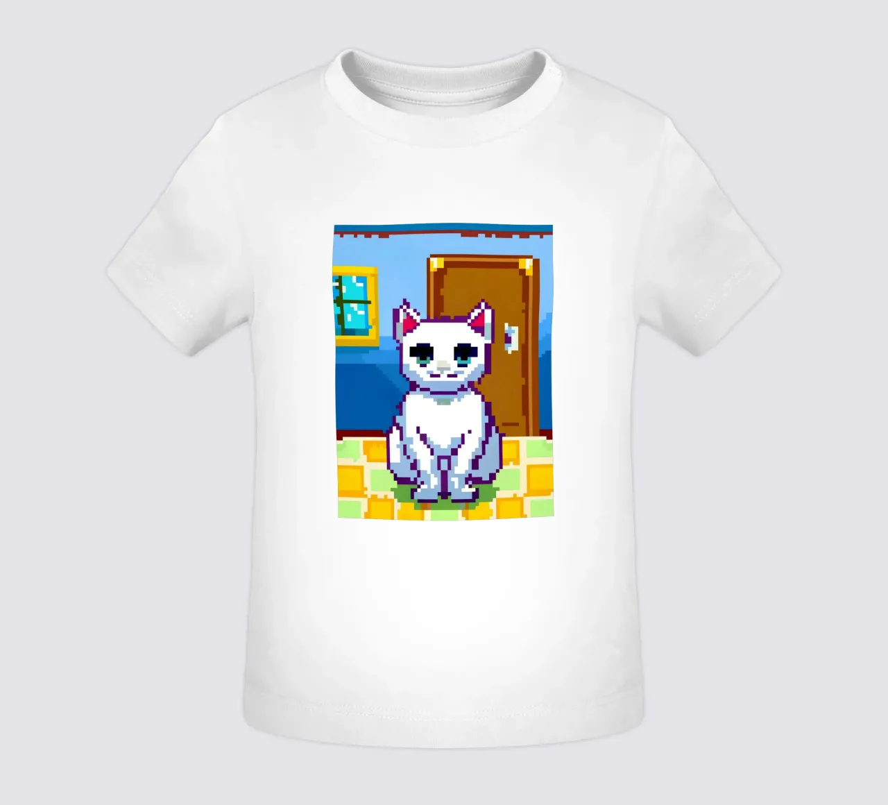 Gatto bianco carino maglietta neonato da DOG AND CAT