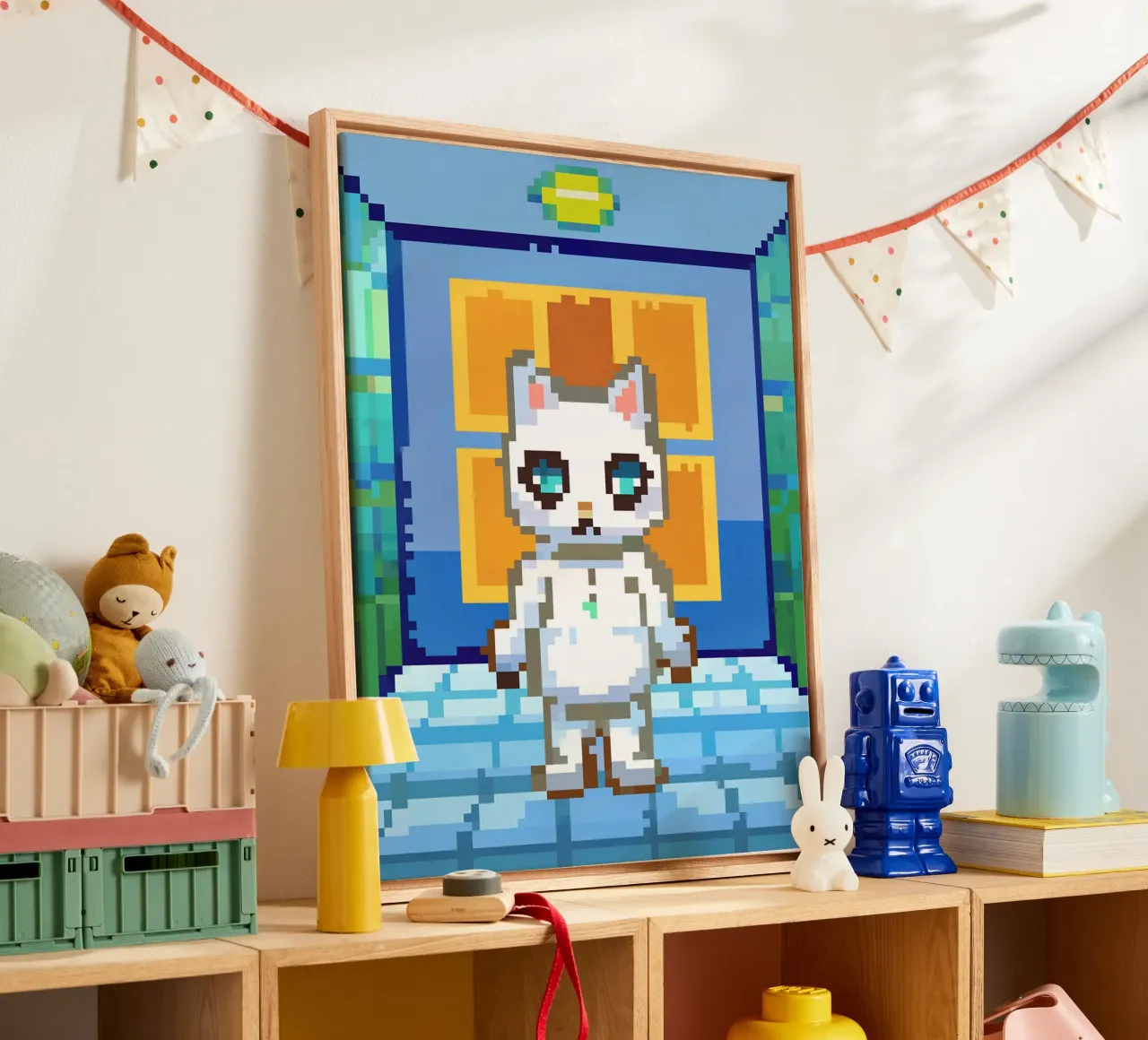Gatto bianco carino tela con Cornice a cassetta da DOG AND CAT