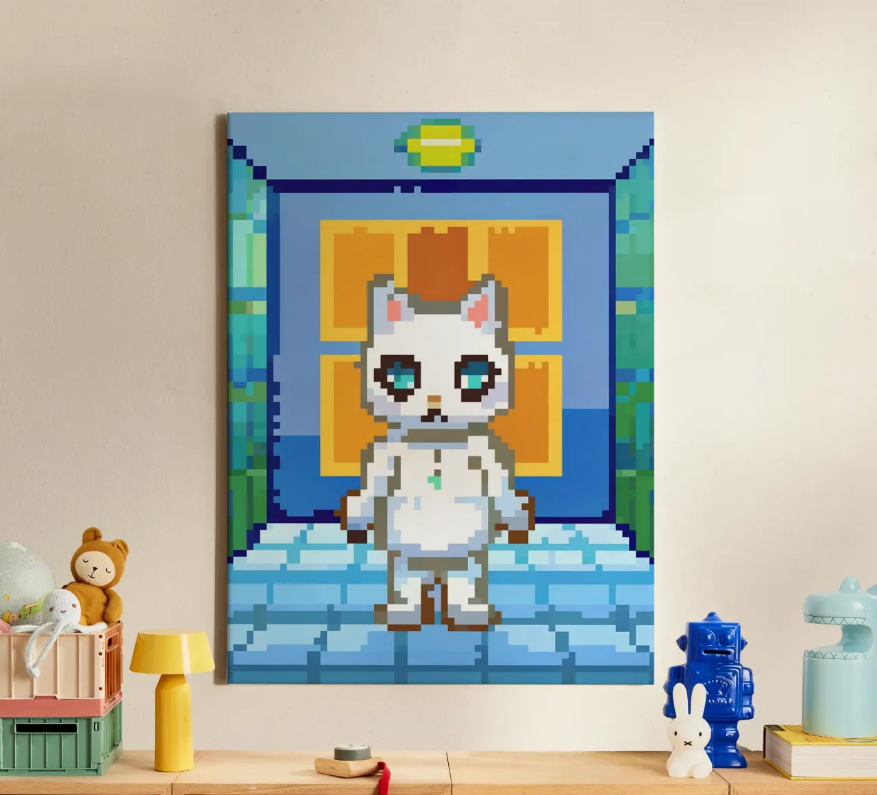 Gatto bianco carino tela con Cornice a cassetta da DOG AND CAT