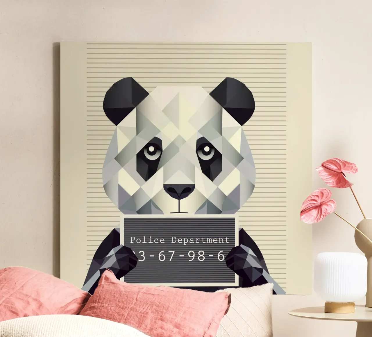 Panda Mugshot - Catturato in modo bestiale! tela con Cornice a cassetta da namosh
