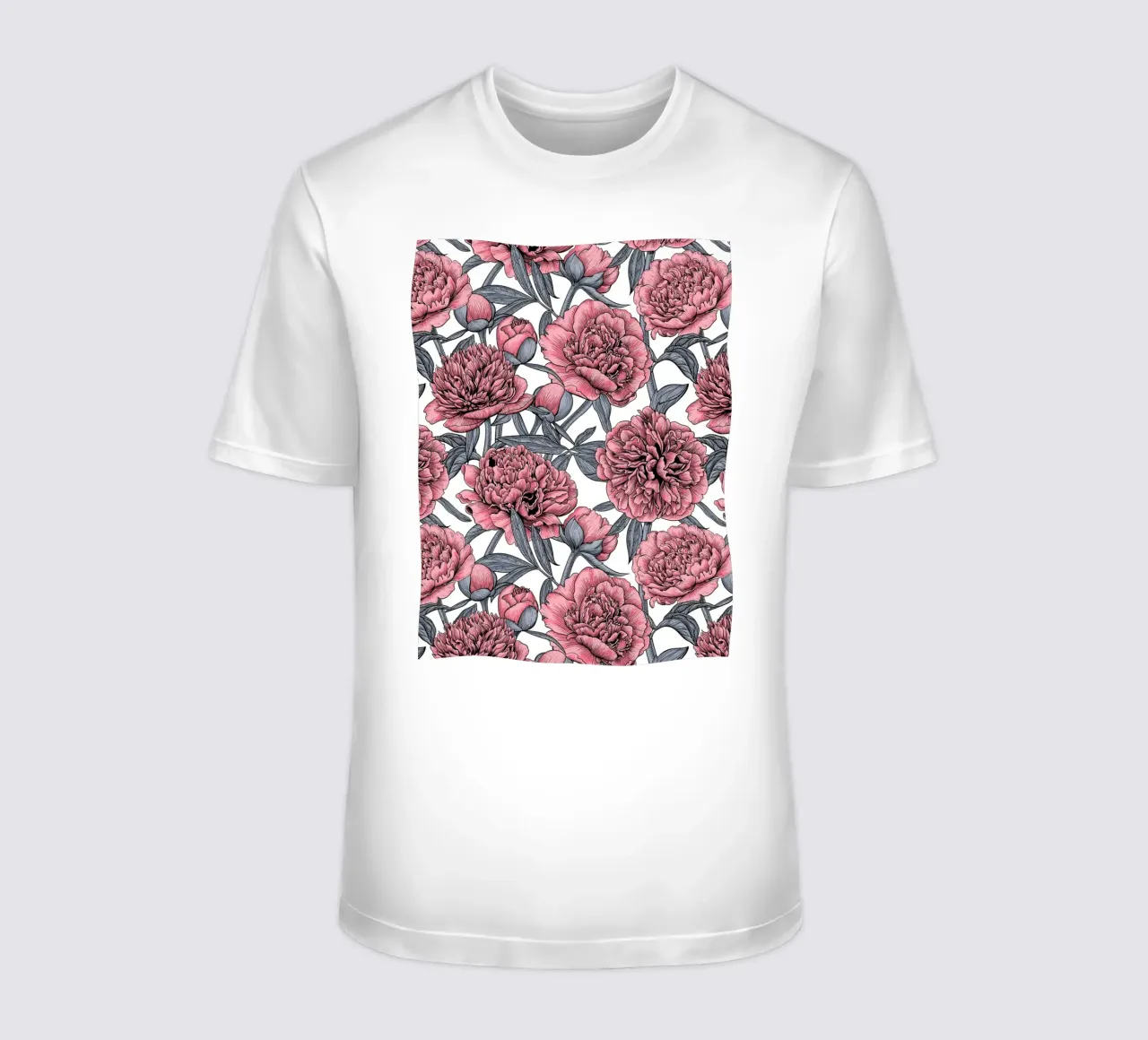 Pink peony garden t-shirt by Painted Nature