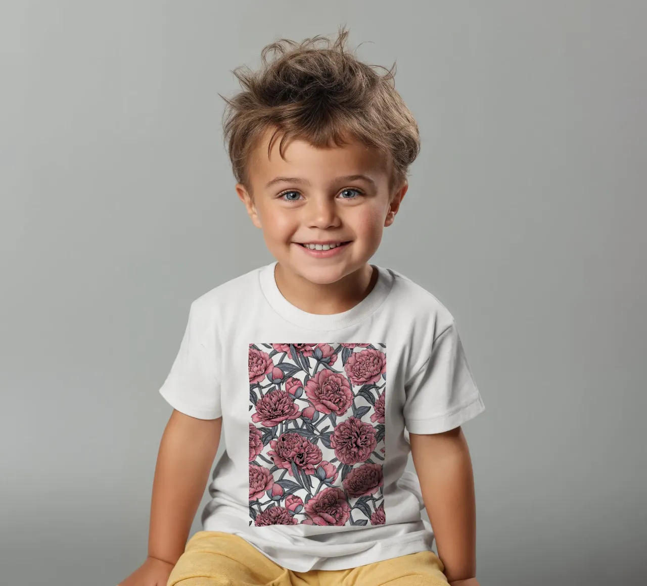Rosa Pfingstrosengarten Kinder T-Shirt von Painted Nature