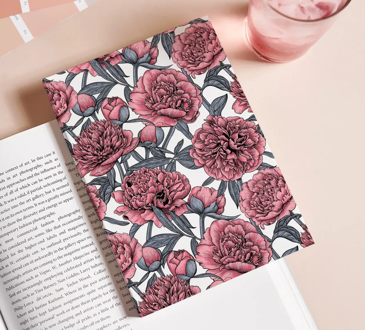 Pink peony garden notebook by Painted Nature