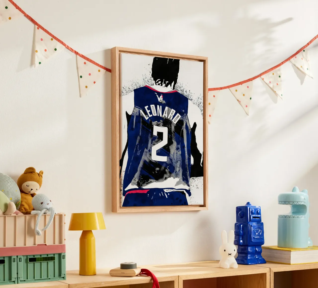 Kawhi Leonard LA Clippers tela con Cornice a cassetta da tenten