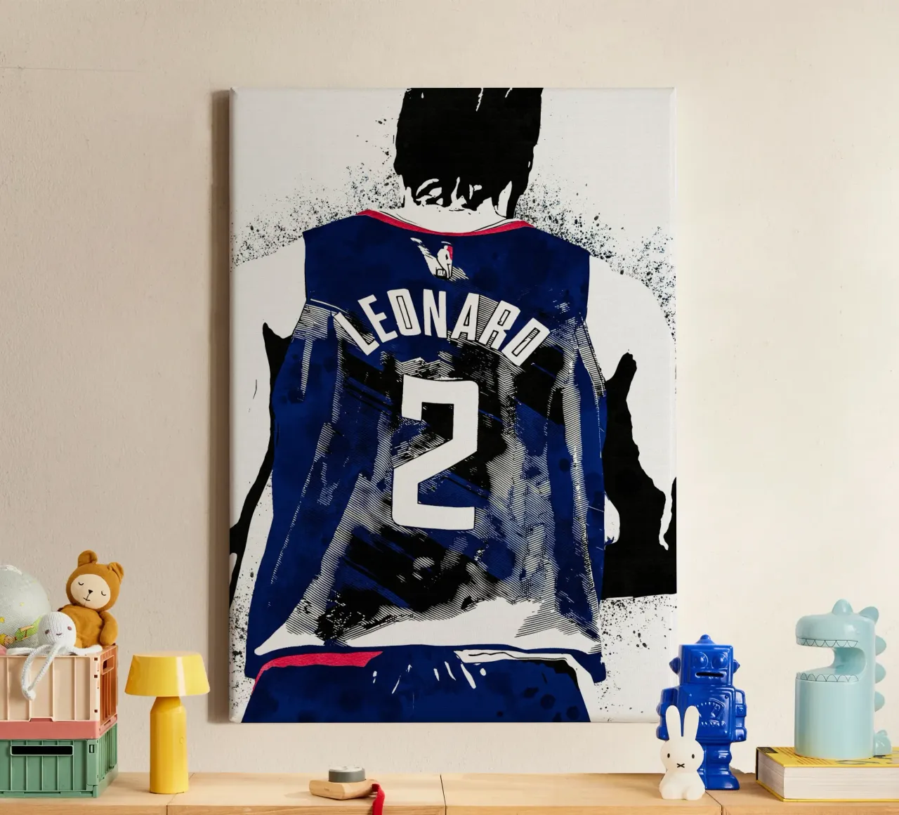 Kawhi Leonard LA Clippers tela con Cornice a cassetta da tenten