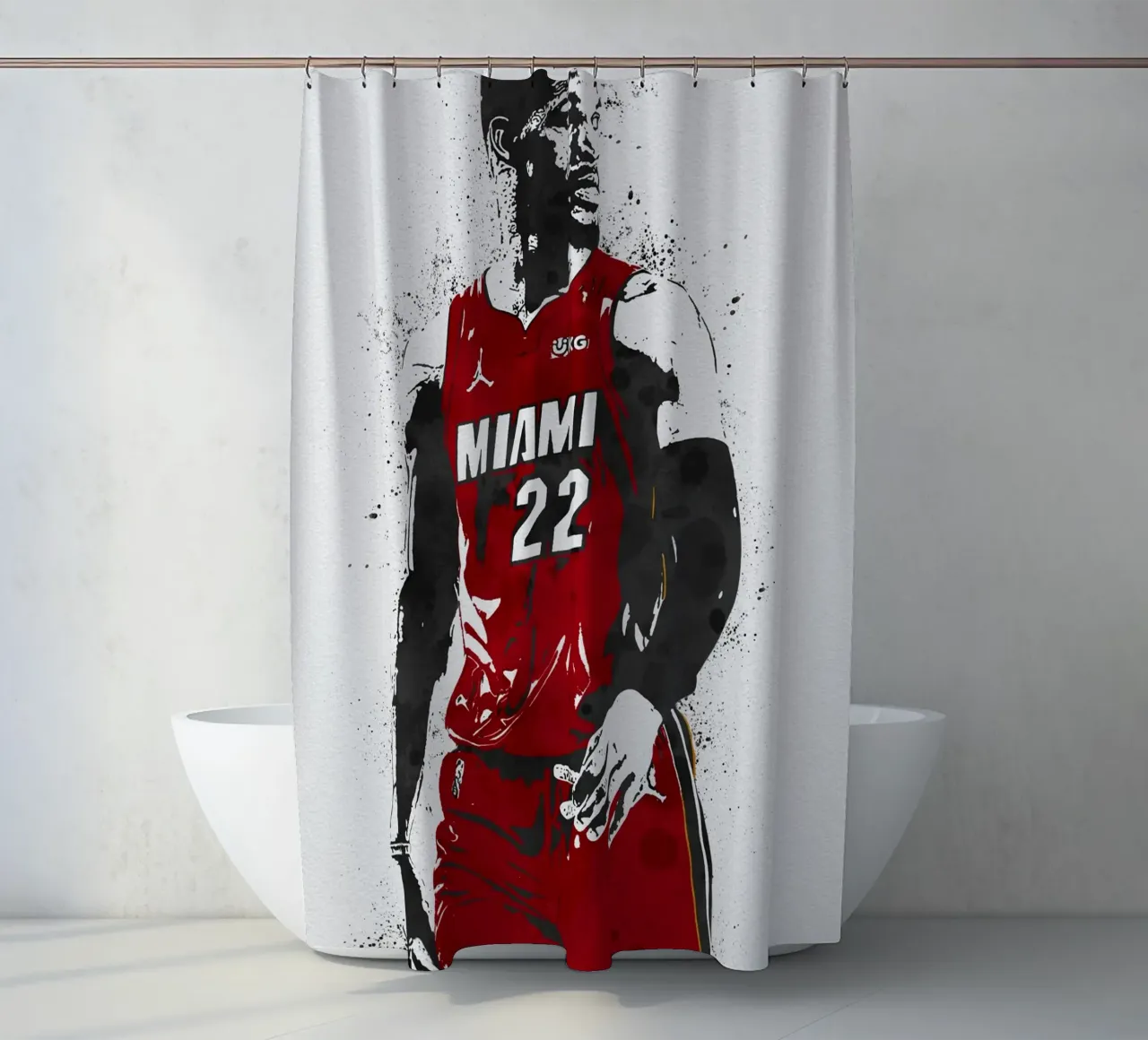 marbleJimmy Butler Miami Heat douchegordijn van tenten