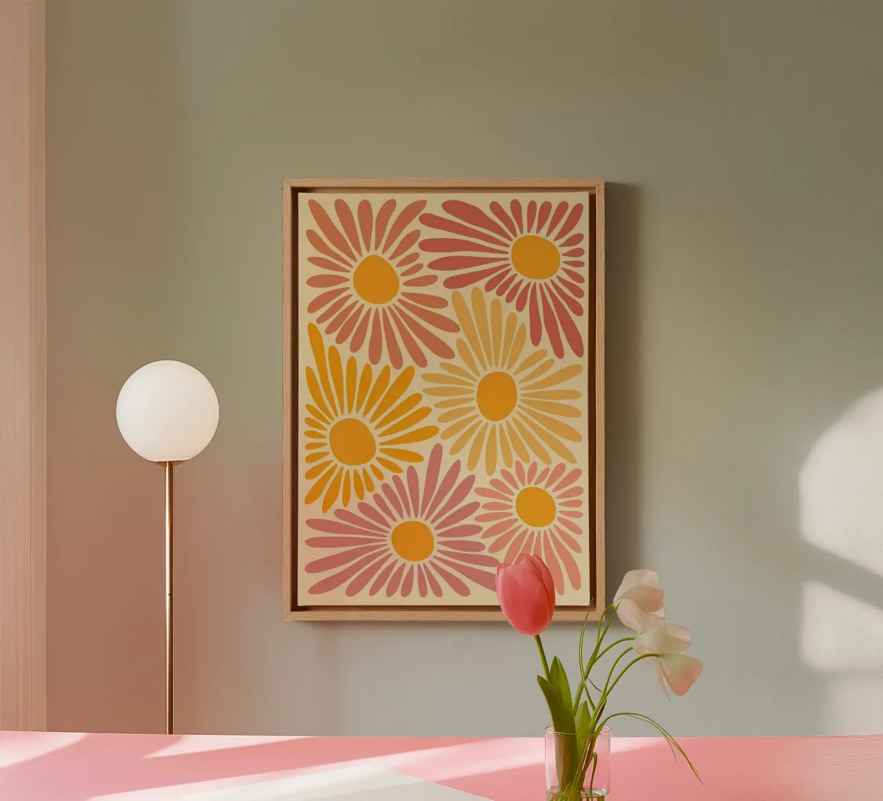 Fiori vintage estetici Margherite retrò tela con Cornice a cassetta da diedrich
