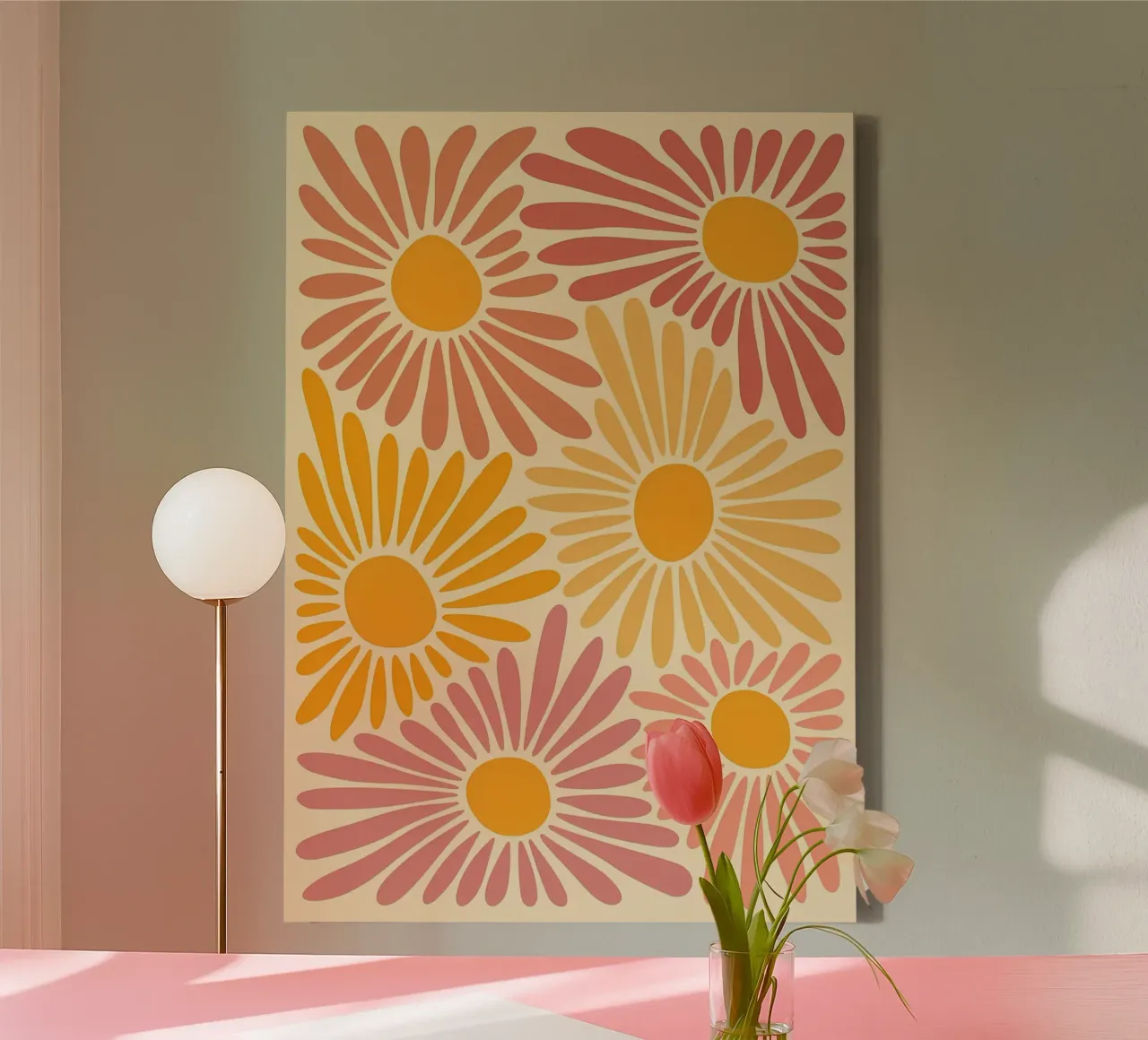 Fiori vintage estetici Margherite retrò tela con Cornice a cassetta da diedrich