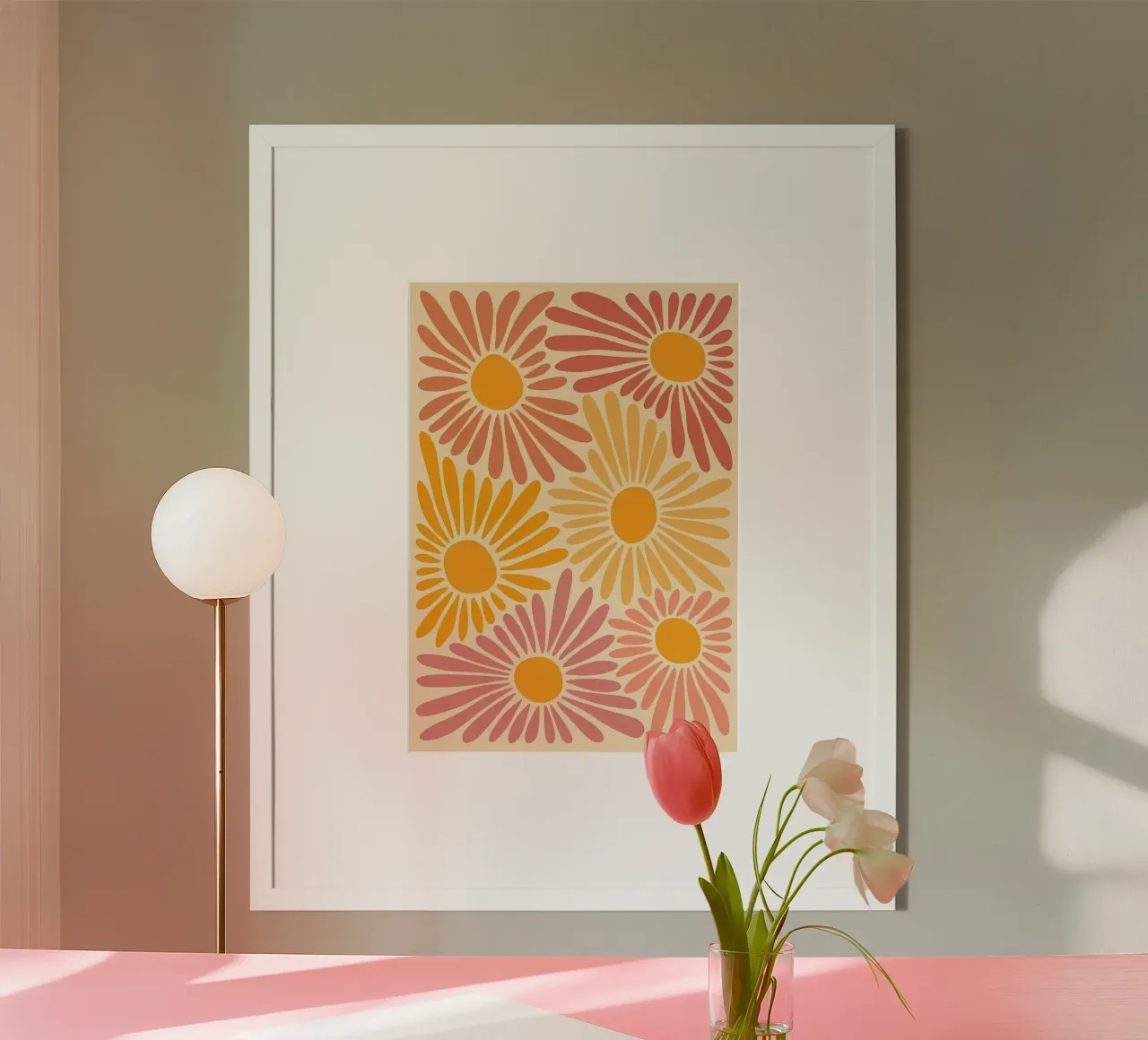 Fiori vintage estetici Margherite retrò poster con telaio in plastica da diedrich
