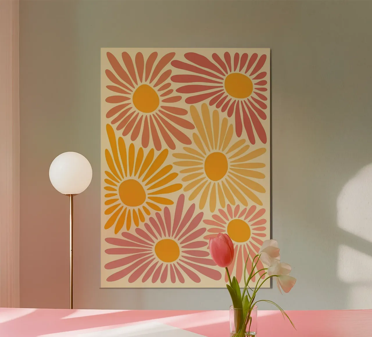 Fiori vintage estetici Margherite retrò poster con telaio in plastica da diedrich