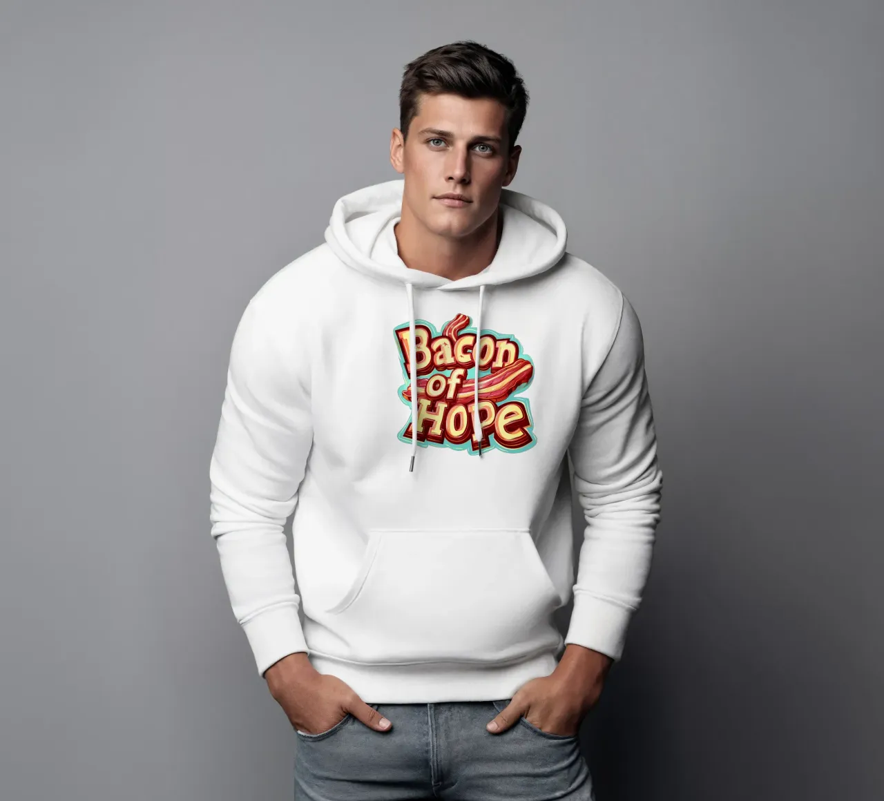 Slogan "Bacon of hope felpa con cappuccio da Carinaprint