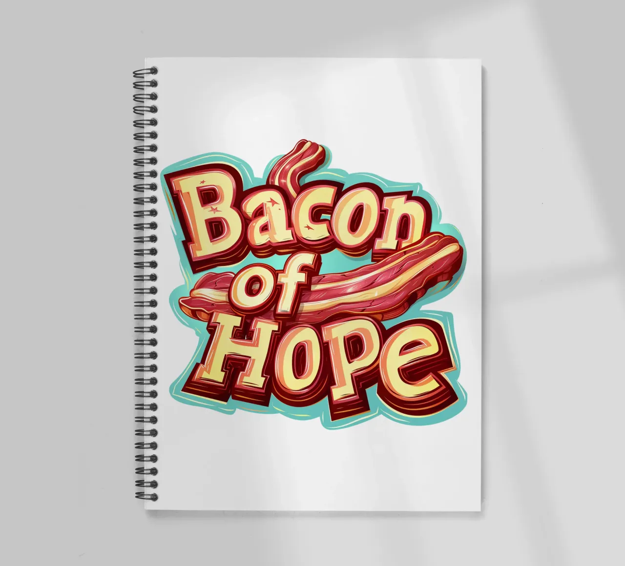 Bacon of hope slogan spiral notebook by Carinaprint