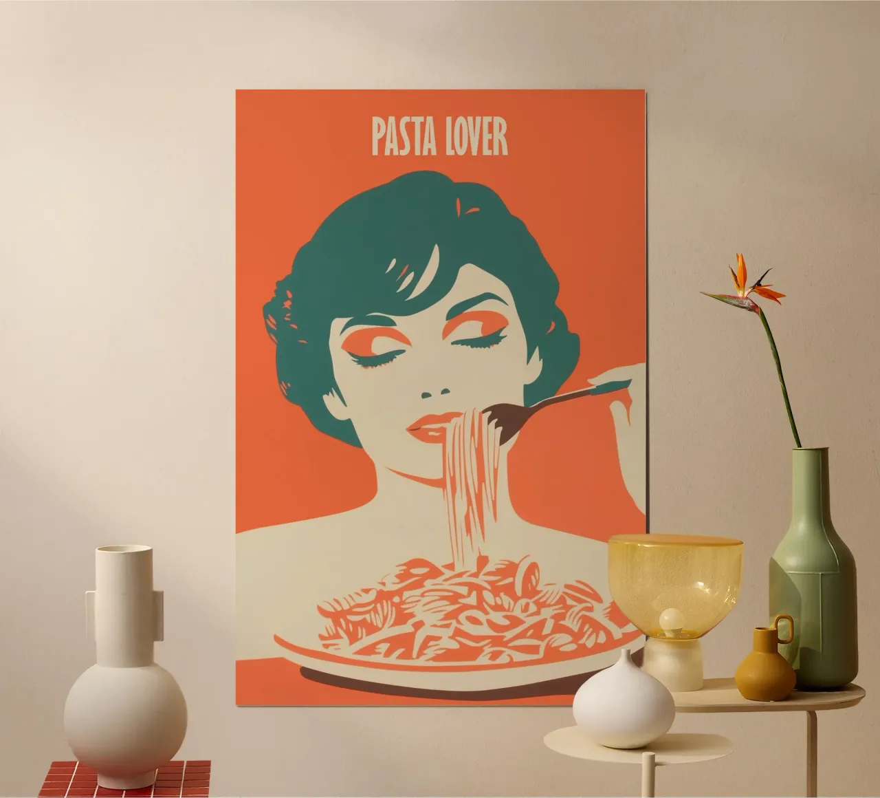 Poster Pasta Lover | Cucina in stile anni '60 poster con telaio in plastica da Autofocus