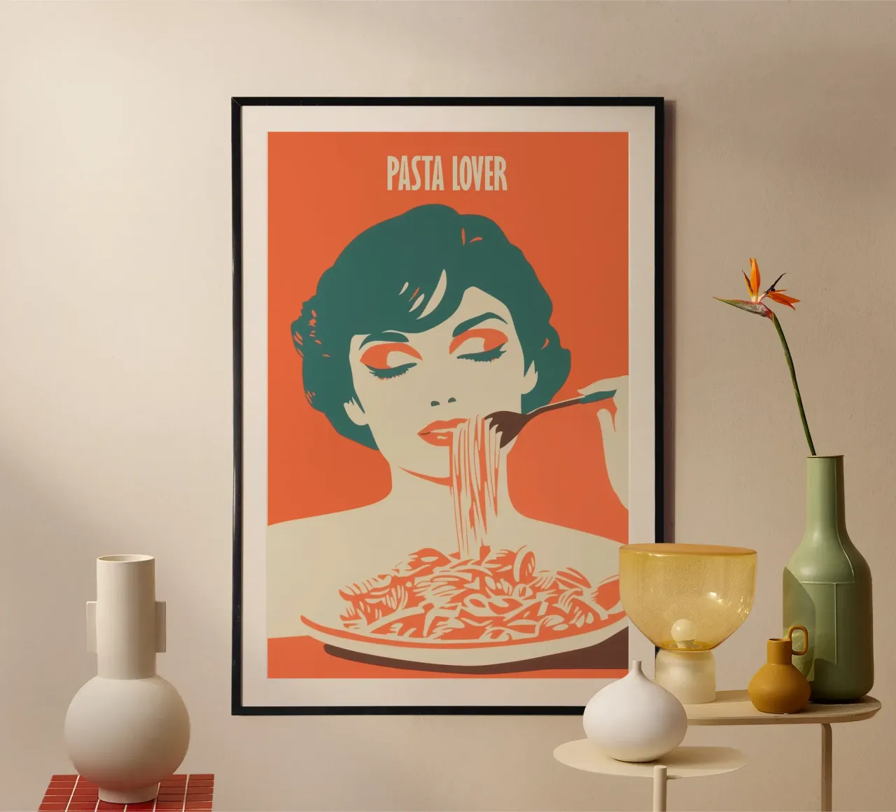 Poster Pasta Lover | Cucina in stile anni '60 poster con telaio in plastica da Autofocus
