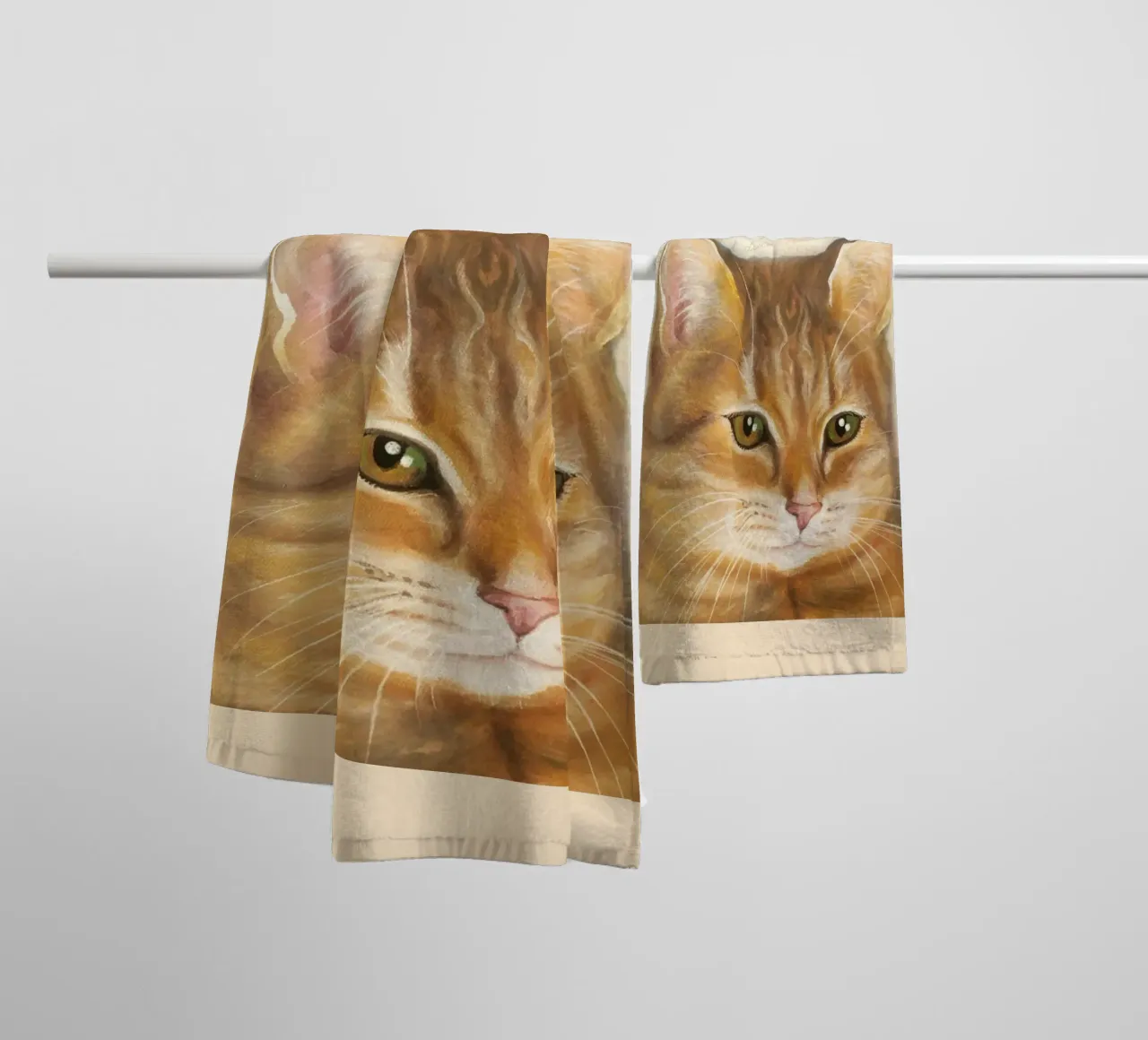 Katze Goldie towel by Happy 😃 Art 🎨 by Christine Schnoell