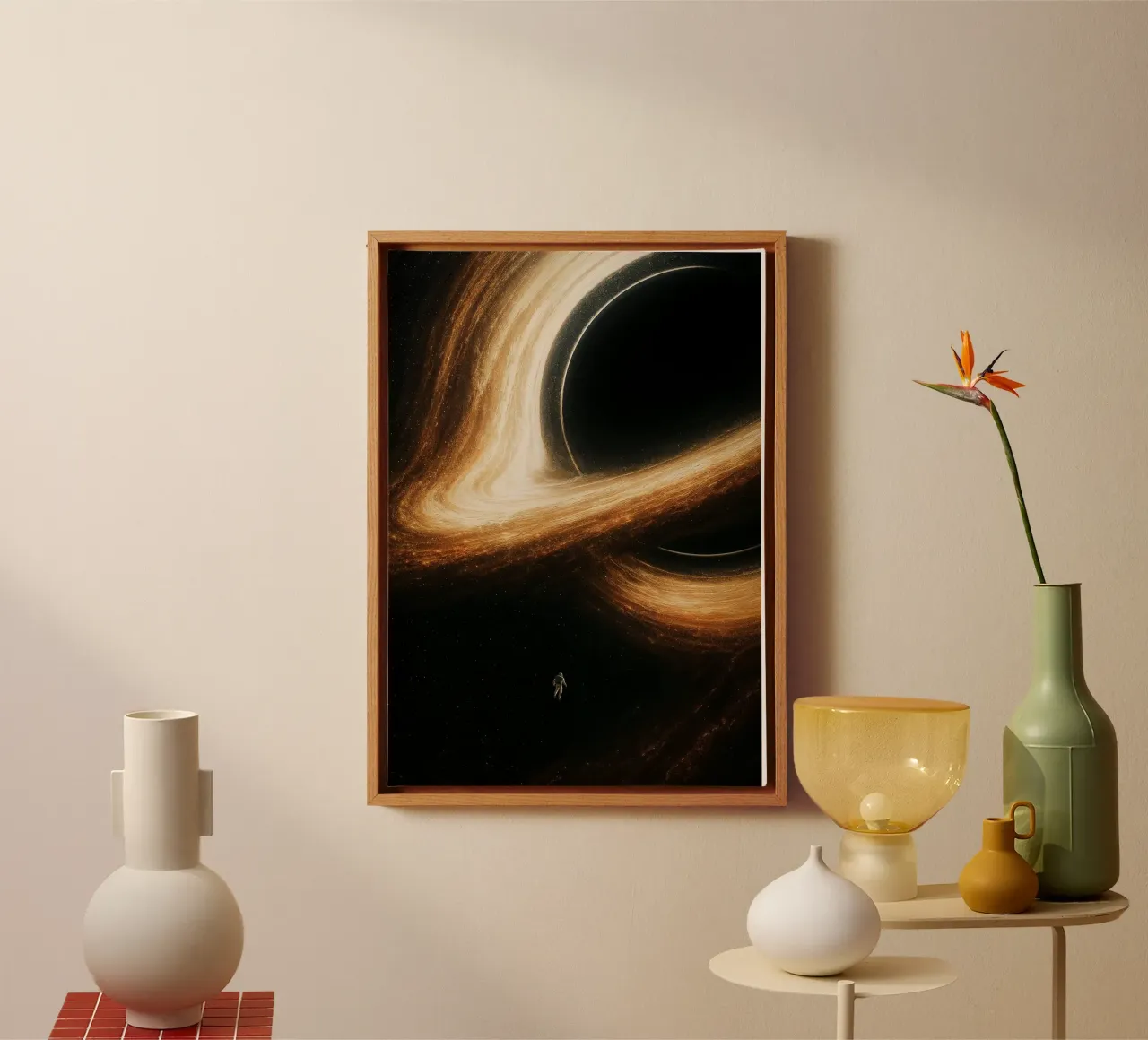 Interstellar Black Hole Gargantua tela con Cornice a cassetta da Lootprint