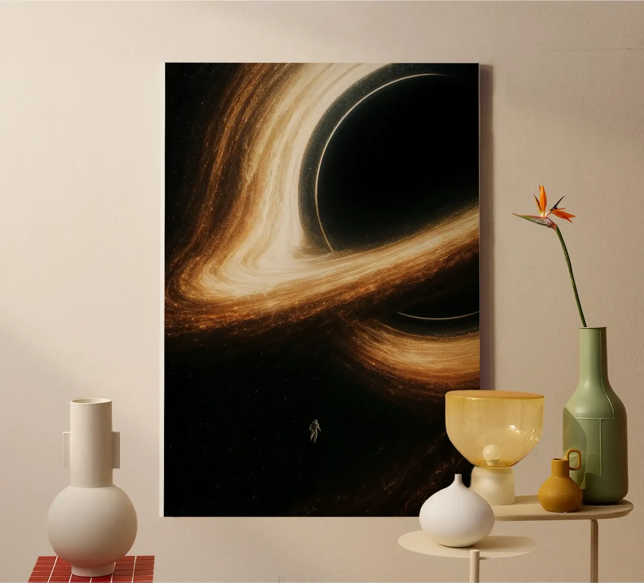 Interstellar Black Hole Gargantua tela con Cornice a cassetta da Lootprint