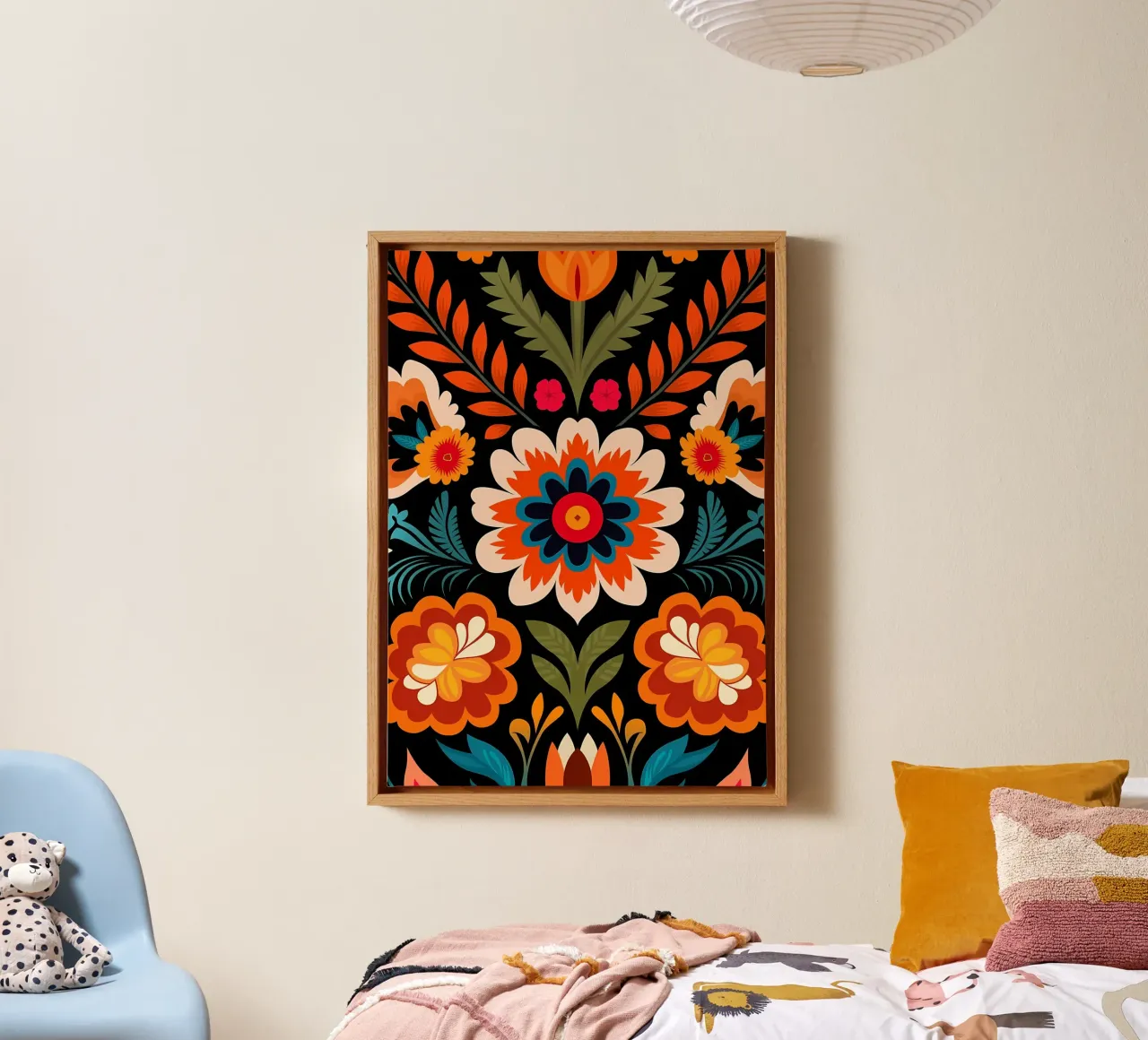 Esthetische Vintage Bloemen Retro Kleurrijke Bloemsierkunst canvas met Baklijst van diedrich