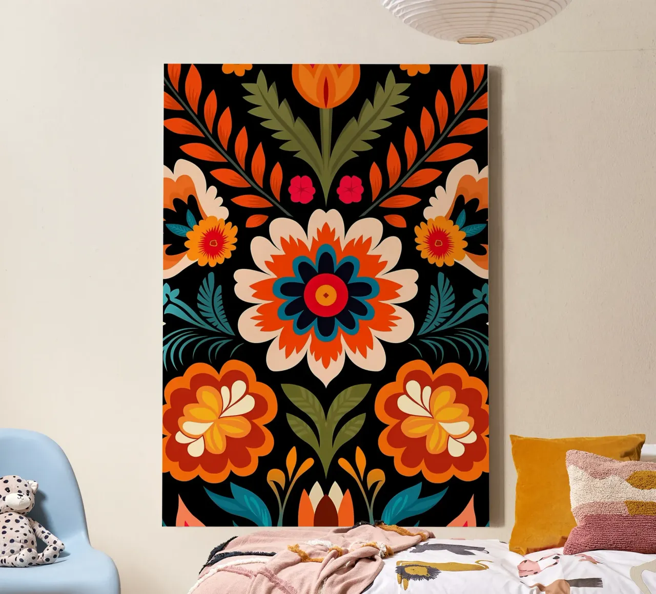 Esthetische Vintage Bloemen Retro Kleurrijke Bloemsierkunst canvas met Baklijst van diedrich