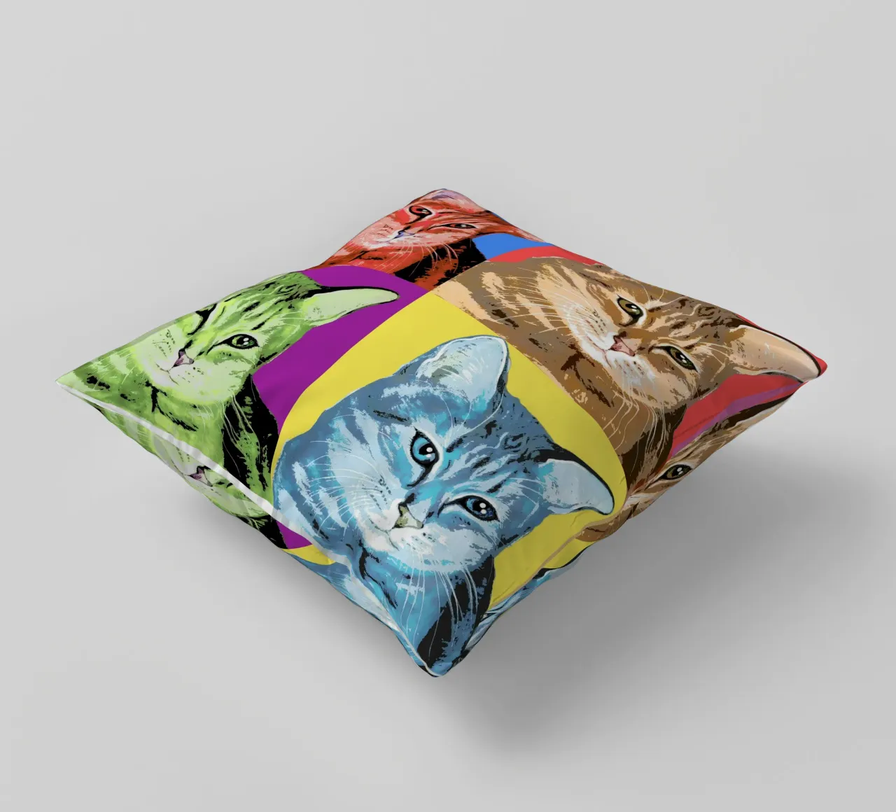 Pop-Art Cats 😻 cuscino da Happy 😃 Art 🎨 by Christine Schnoell