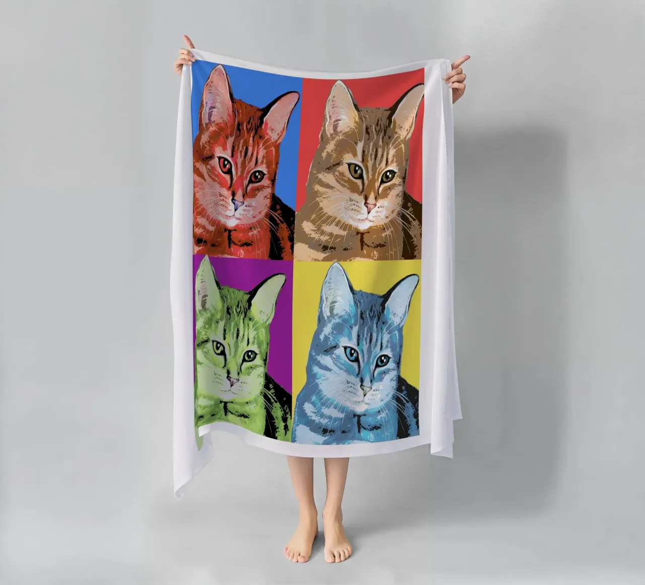 Pop-Art Cats 😻 telo mare da Happy 😃 Art 🎨 by Christine Schnoell