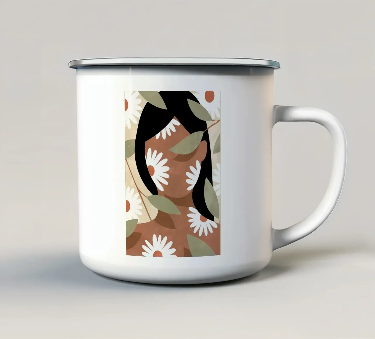 Donna e margherite Estetica Fiori Vintage Retro tazza in smalto da diedrich