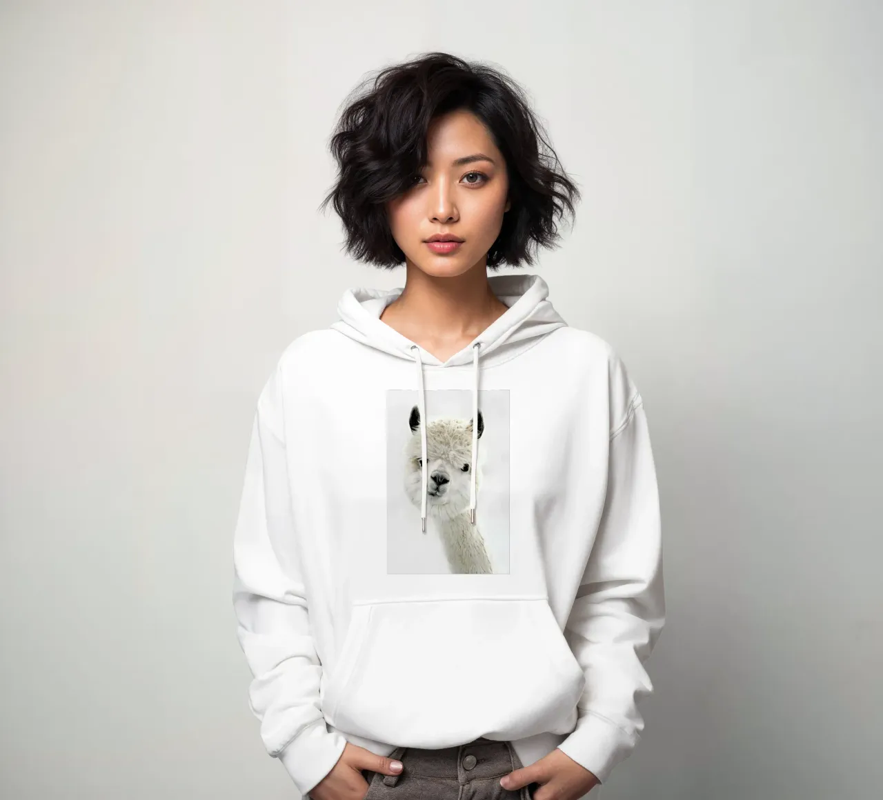 Peeky Alpaca sudadera con capucha de Monika Strigel