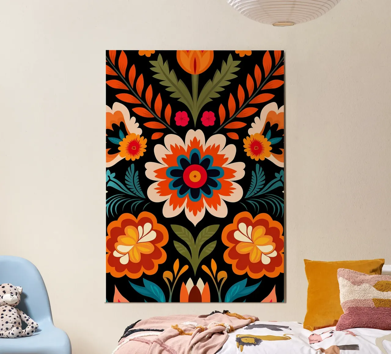Estetica Fiori d'epoca Retro Arte floreale colorata poster con telaio in legno da diedrich