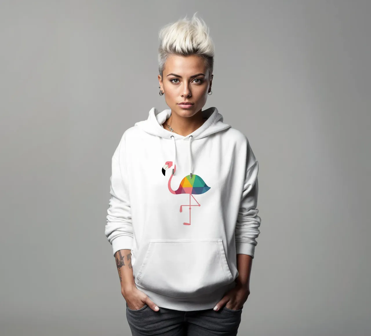 Fenicottero arcobaleno felpa con cappuccio da Andy Westface