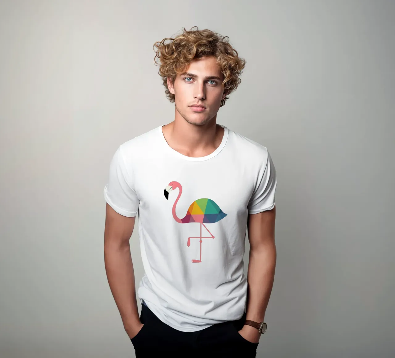 Fenicottero arcobaleno t-shirt da Andy Westface