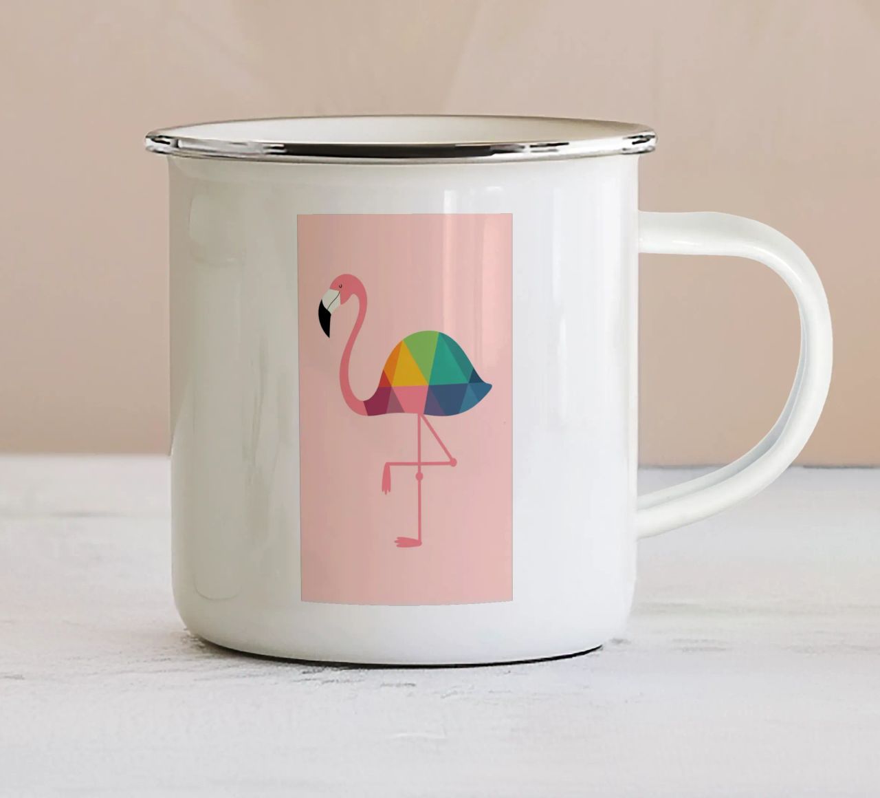 Fenicottero arcobaleno tazza in smalto da Andy Westface
