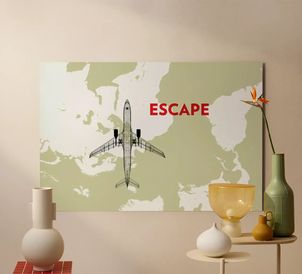 Escape Air Travel Map alluminio dibond da Marc Schulthess