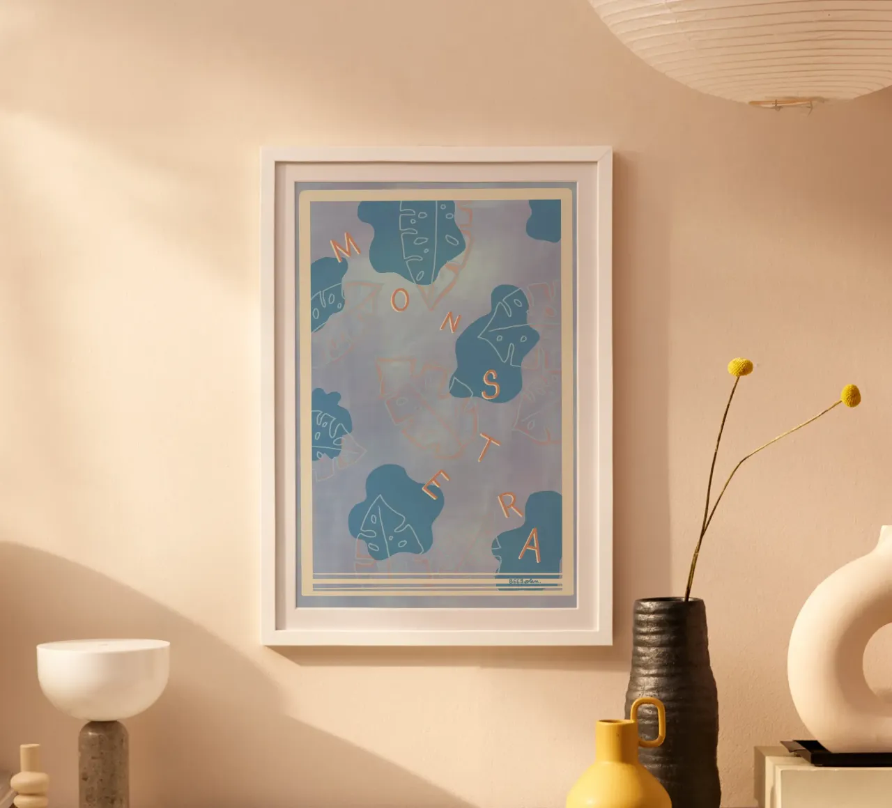 Monstera Liebe poster con telaio in plastica da Beeeplan