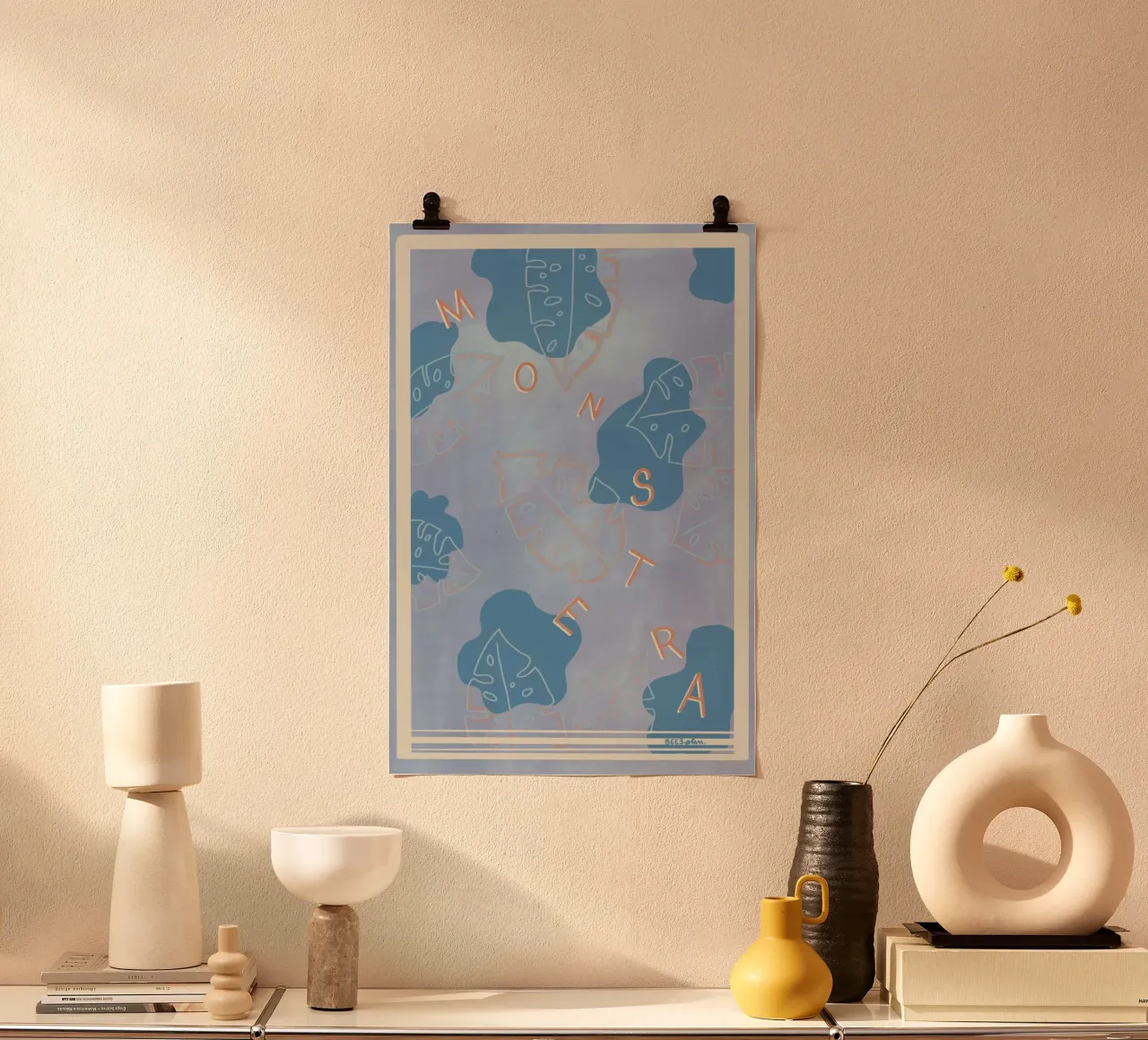 Monstera Liebe poster con telaio in plastica da Beeeplan