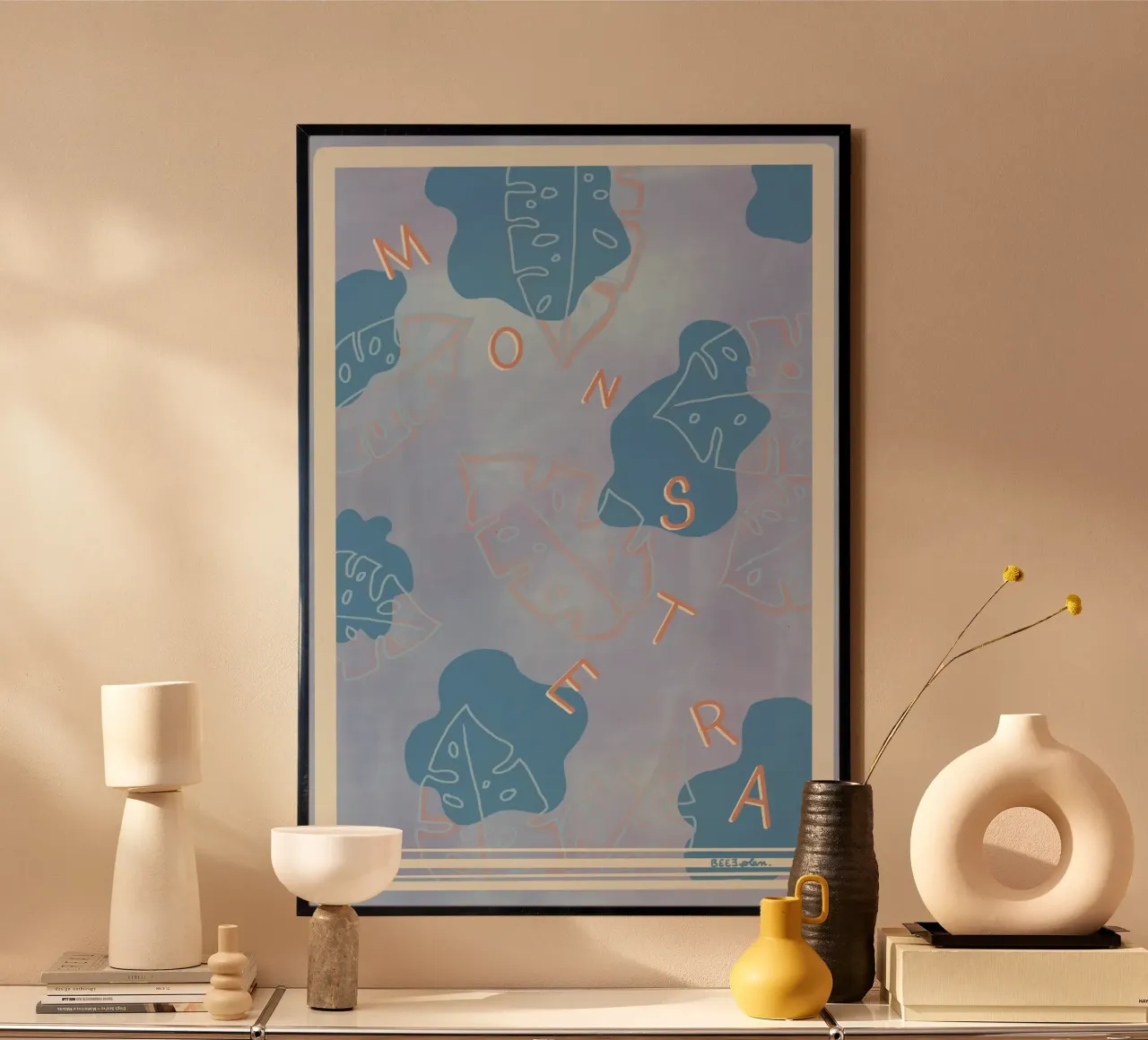 Monstera Liebe poster con telaio in plastica da Beeeplan