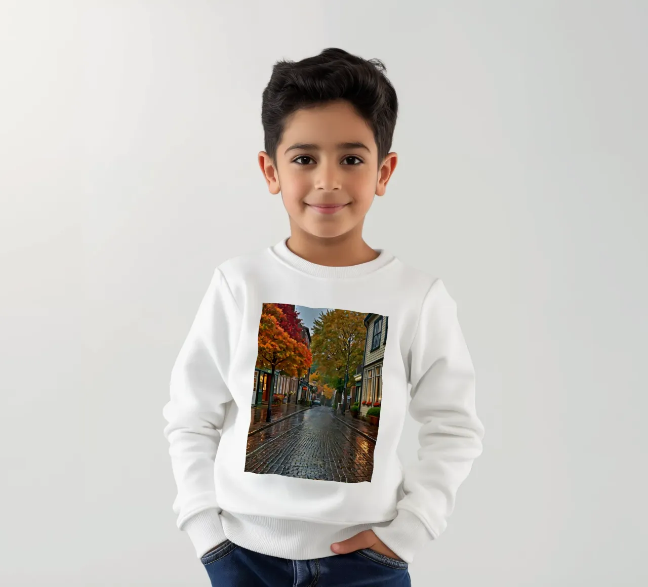 Incantevole strada acciottolata fiancheggiata da alberi felpa bambino da DesignDoodle